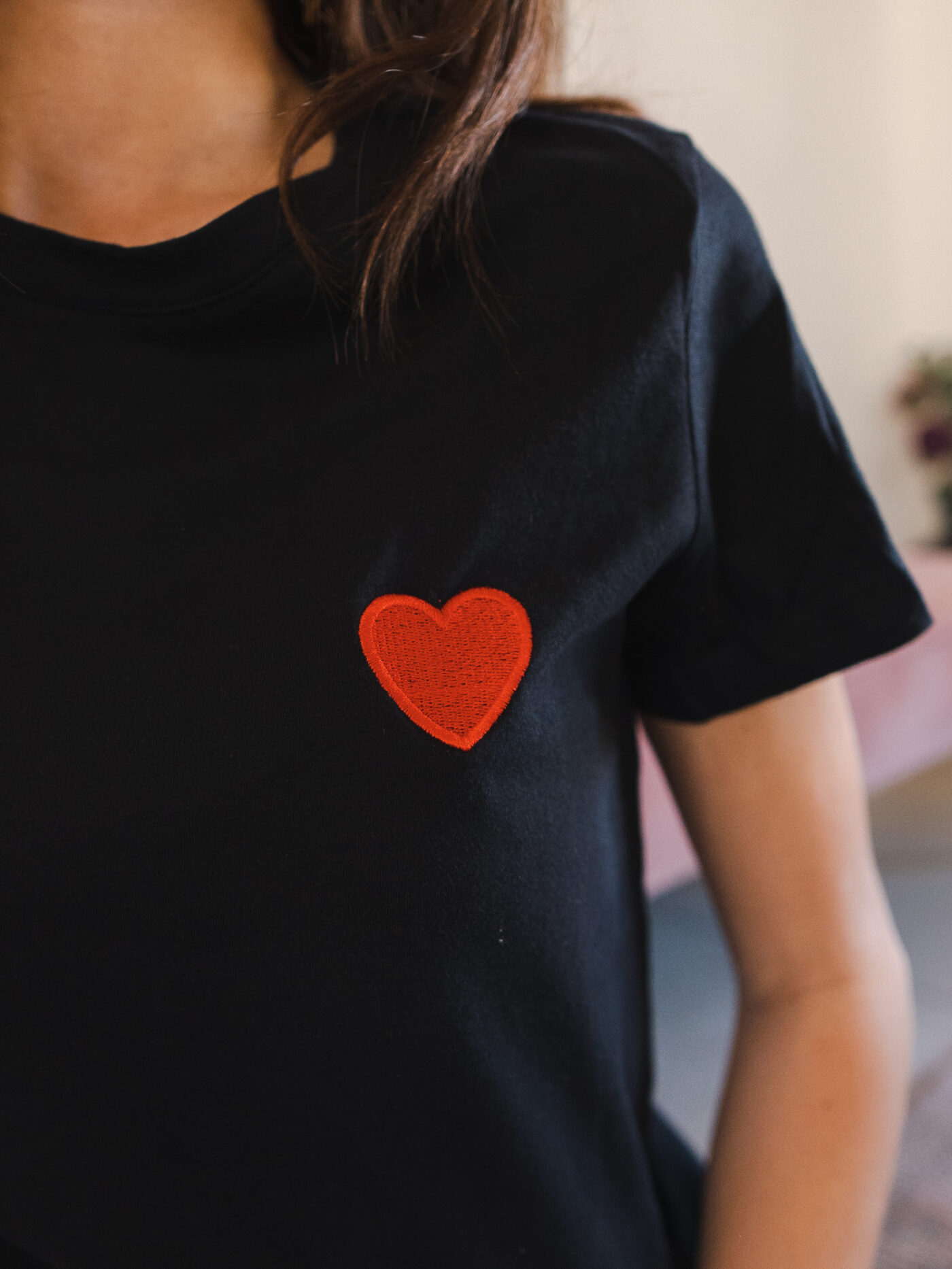T-shirt Coeur Noir-Rouge