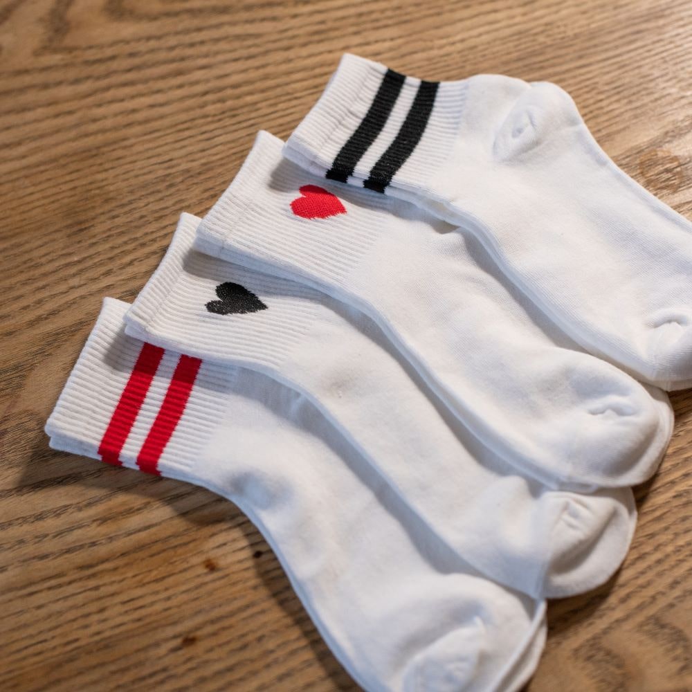 Chaussettes Tennis Rayées Rouge